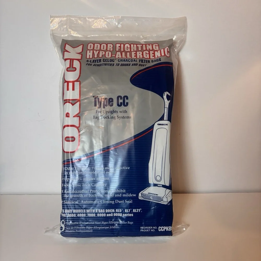 Oreck Type CC Hypo-Allergenic Charcoal Vacuum Bags CCPK8 8 Pack Bag Dock